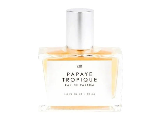 Tru Fragrance Gourmand Papaye Tropique bottle with tropical vanilla warmth for evening wear