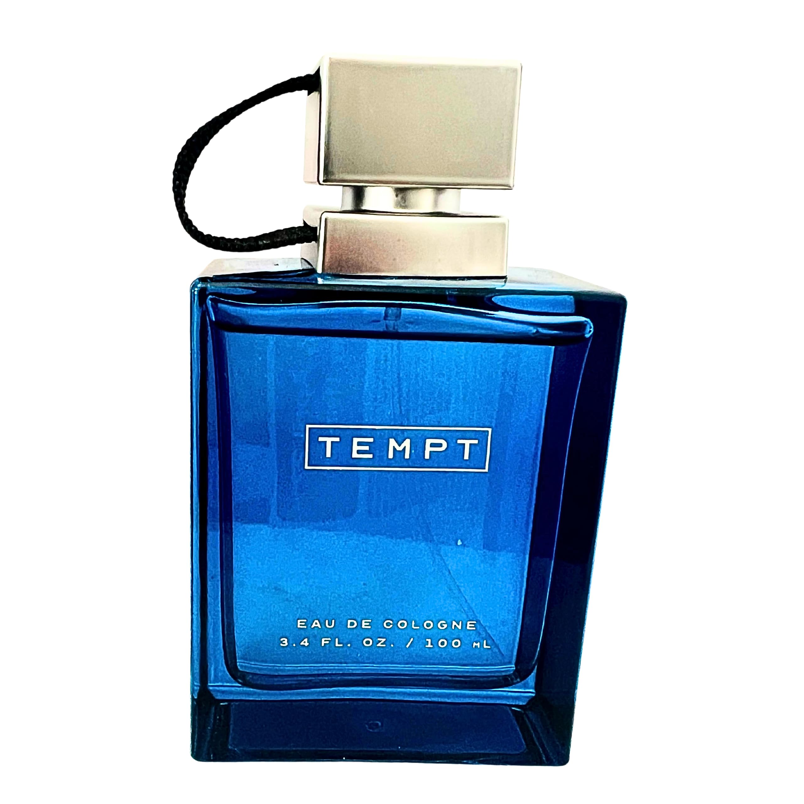 Tru Fragrance Tempt bottle close-up, versatile everyday scent for office and outings.