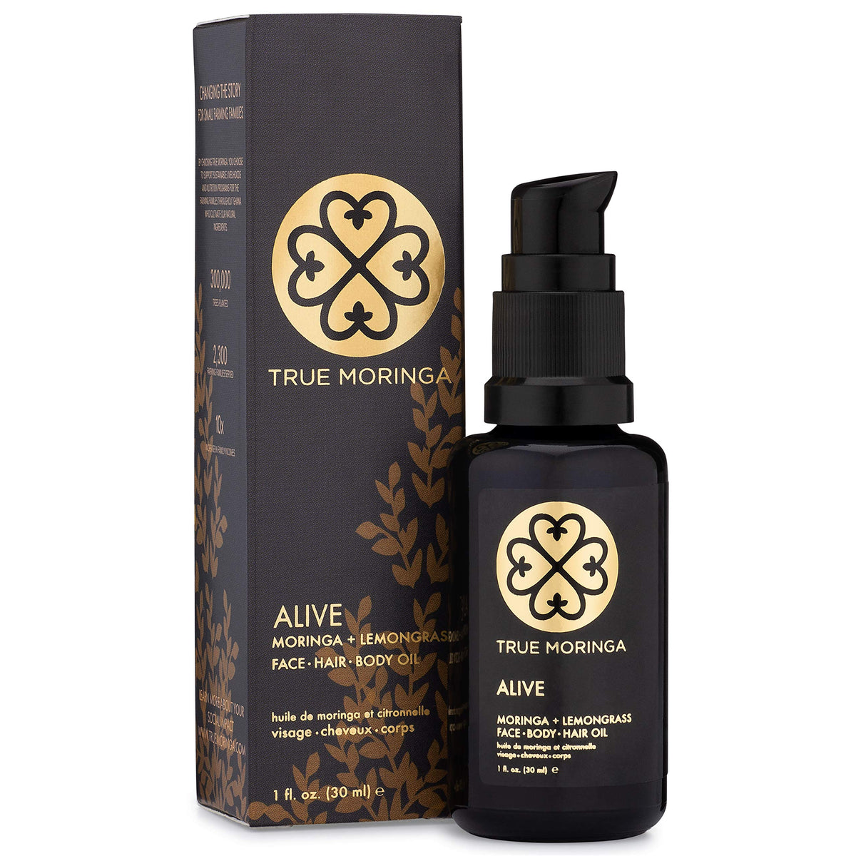 True Moringa Oil face bottle pour for lightweight hydration and balanced skin.