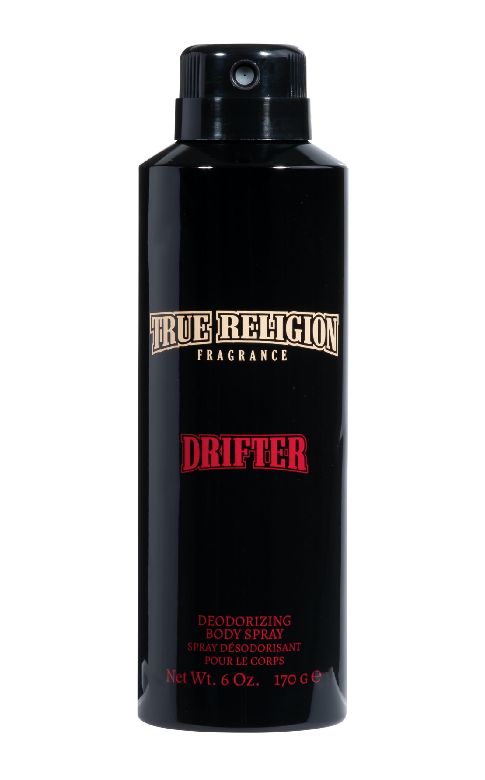 True Religion Drifter bottle in foreground, portable daily fragrance for everyday confidence.