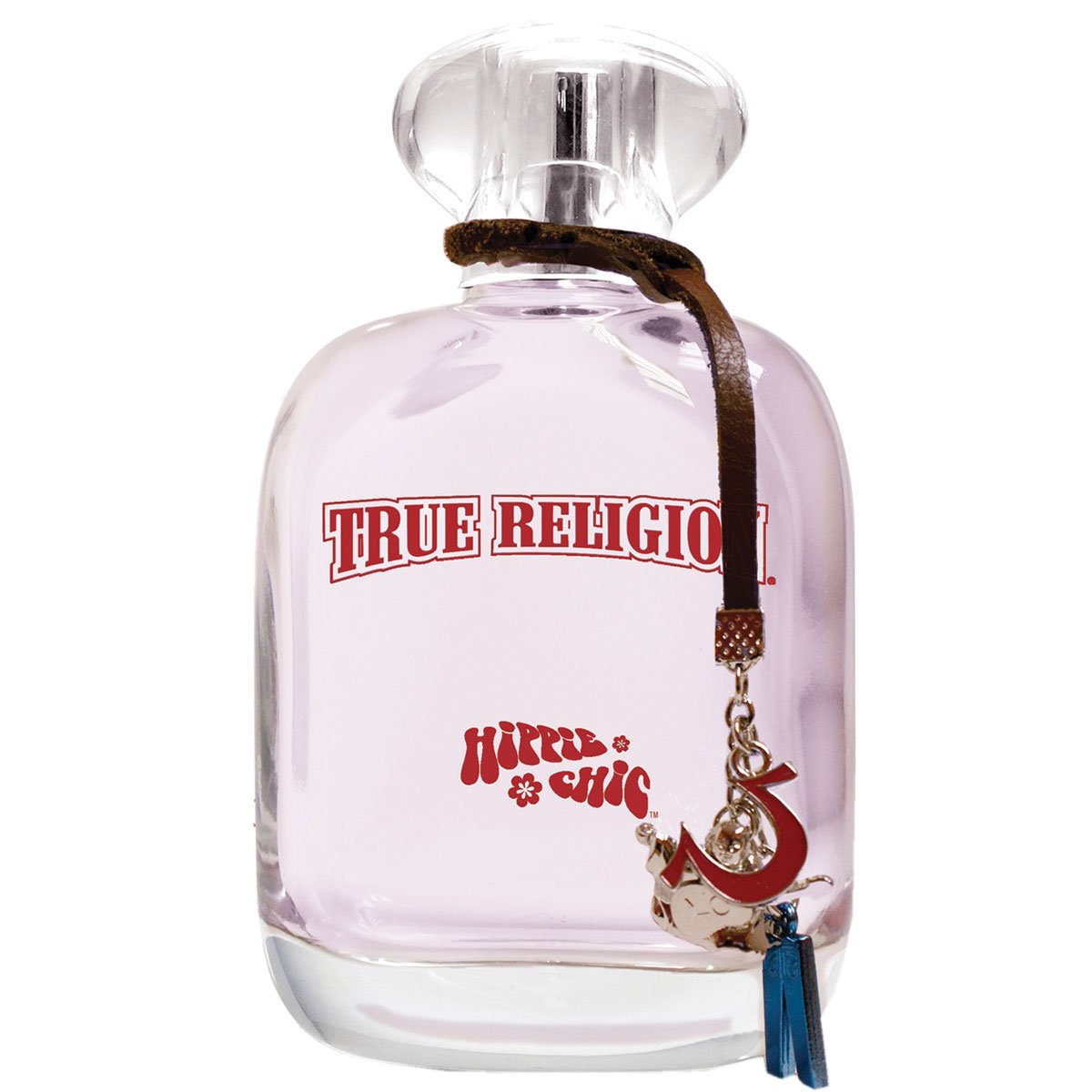 True Religion Hippie Chic EDP cap closeup, elegant design complements chic outfits.