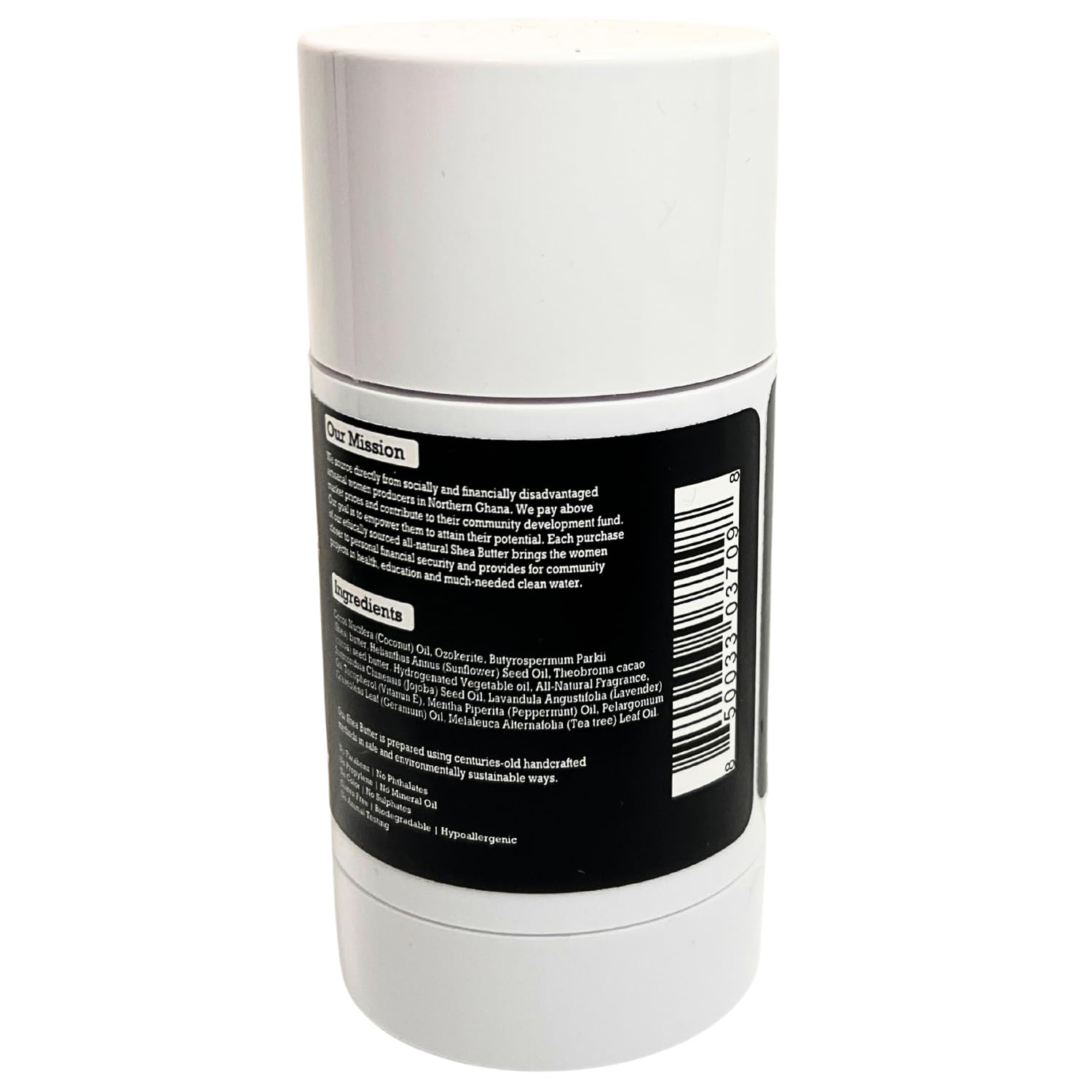 True Shea Heel Balm texture closeup highlighting rich formula for dry skin relief.