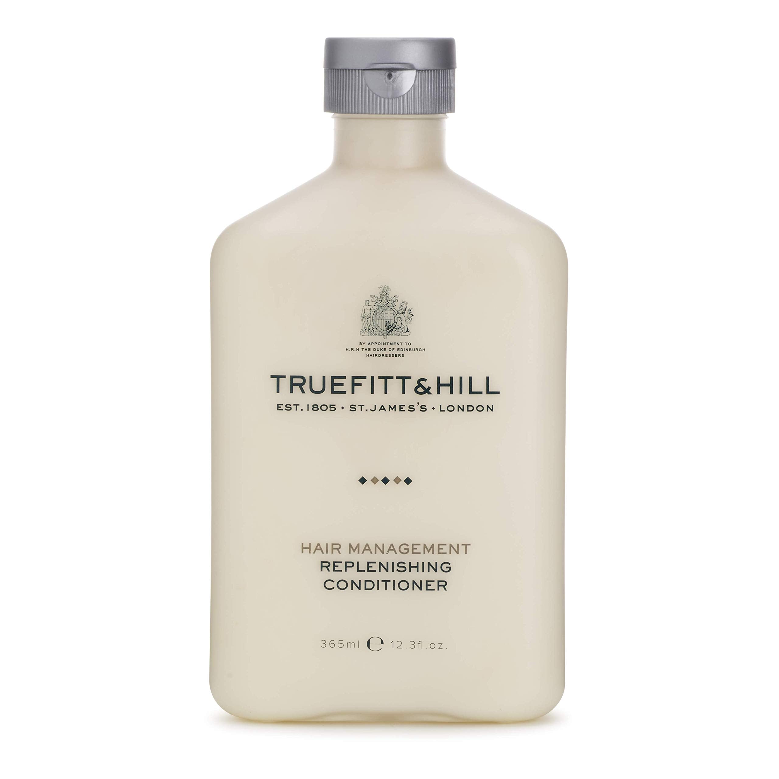 Truefitt & Hill Hair Management Replenishing Conditioner bottle pour delivers body