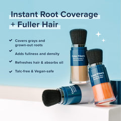 TruHair density-building fibers applied with brush to create fuller hair appearance