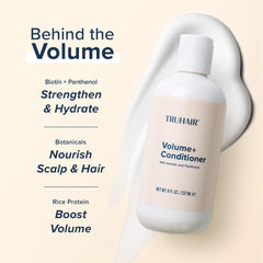 TRUHAIR Volume+ lathering action creates rich foam without heavy buildup.