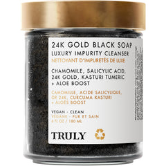 Truly 24K Gold Black Soap packaging for a luxurious cleansing ritual.