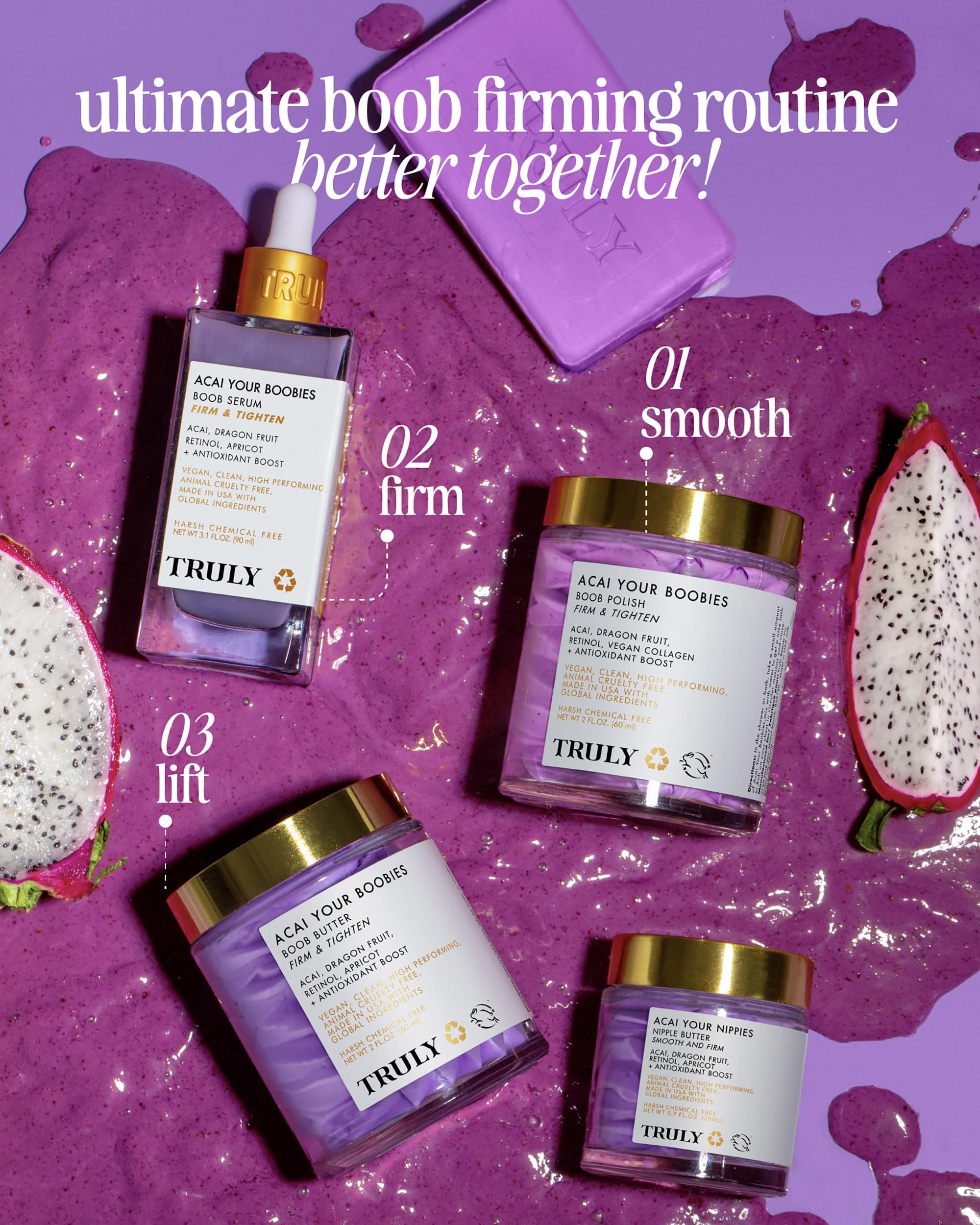 Truly Acai Your Boobies Serum massage action demonstrates absorption into skin.