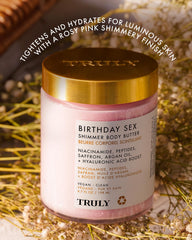 Truly Birthday Sex Butter hydrates with hyaluronic acid and niacinamide