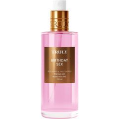 Truly Birthday Sex Perfume Mist spray action shows lightweight, layerable fragrance for everyday carry.