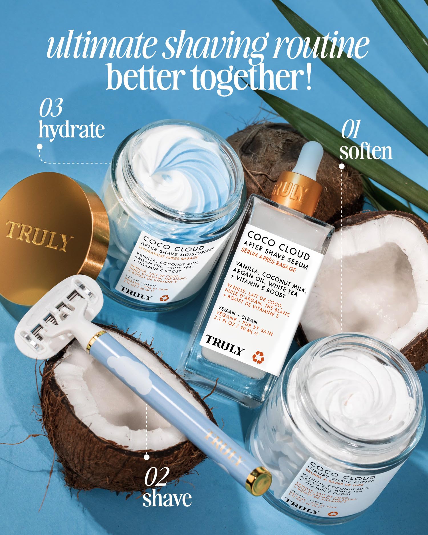 Truly Coco Cloud argan oil glow shot signals nourishing oils for hydration.