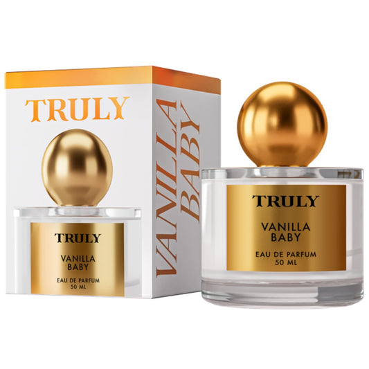 Truly Vanilla Baby EDP bottle front view suggests a warm, inviting daily fragrance