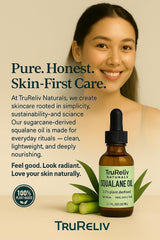 TruReliv Naturals Squalane Oil on the face provides gentle hydration without clogging pores.