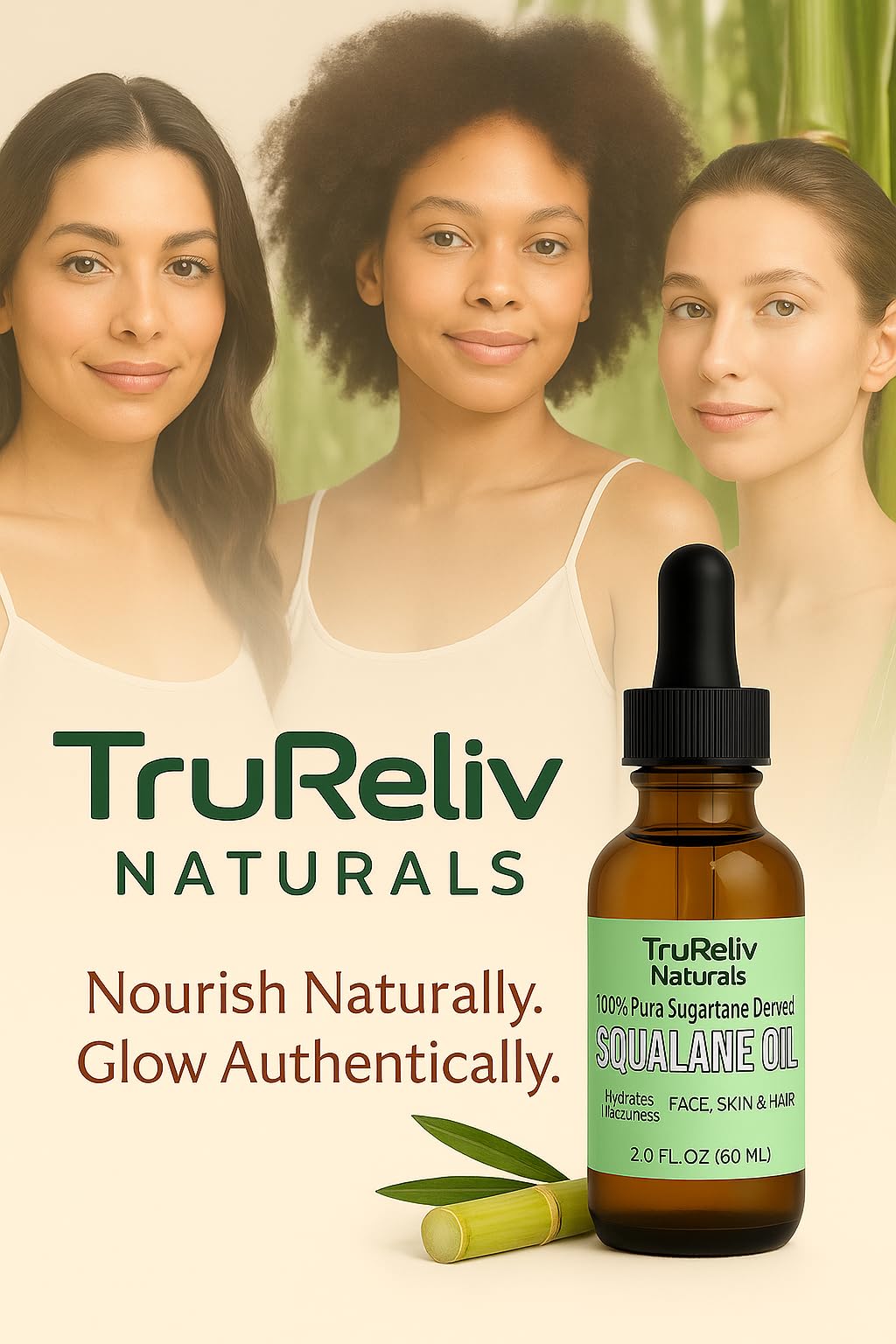 TruReliv Naturals Squalane Oil used on hair adds shine and protection to dry strands.