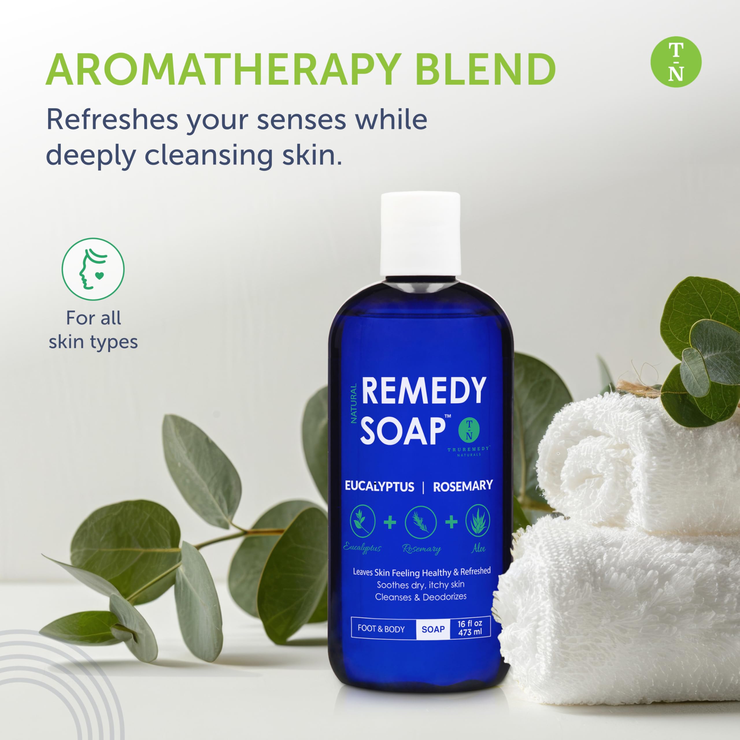 Truremedy Naturals aromatherapy rosemary eucalyptus shower promotes refreshing post-workout recovery.