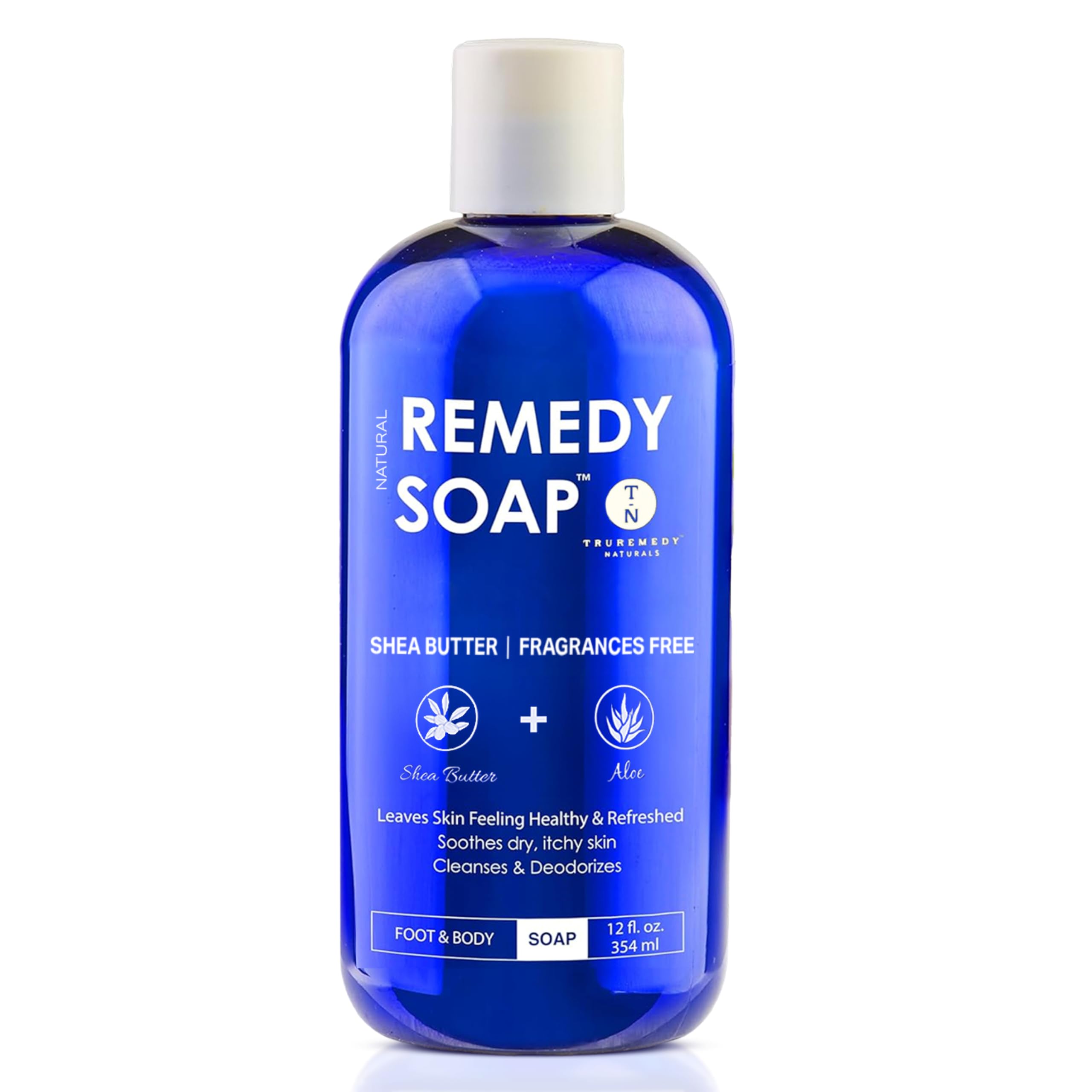 Truremedy Naturals Shea Butter No Fragrance Body Wash bottle—hydrating cleanser ideal for sensitive skin.