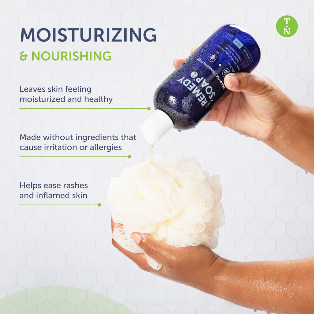 Ingredients view of Truremedy Naturals Shea Butter No Fragrance Body Wash—shea, aloe, jojoba.