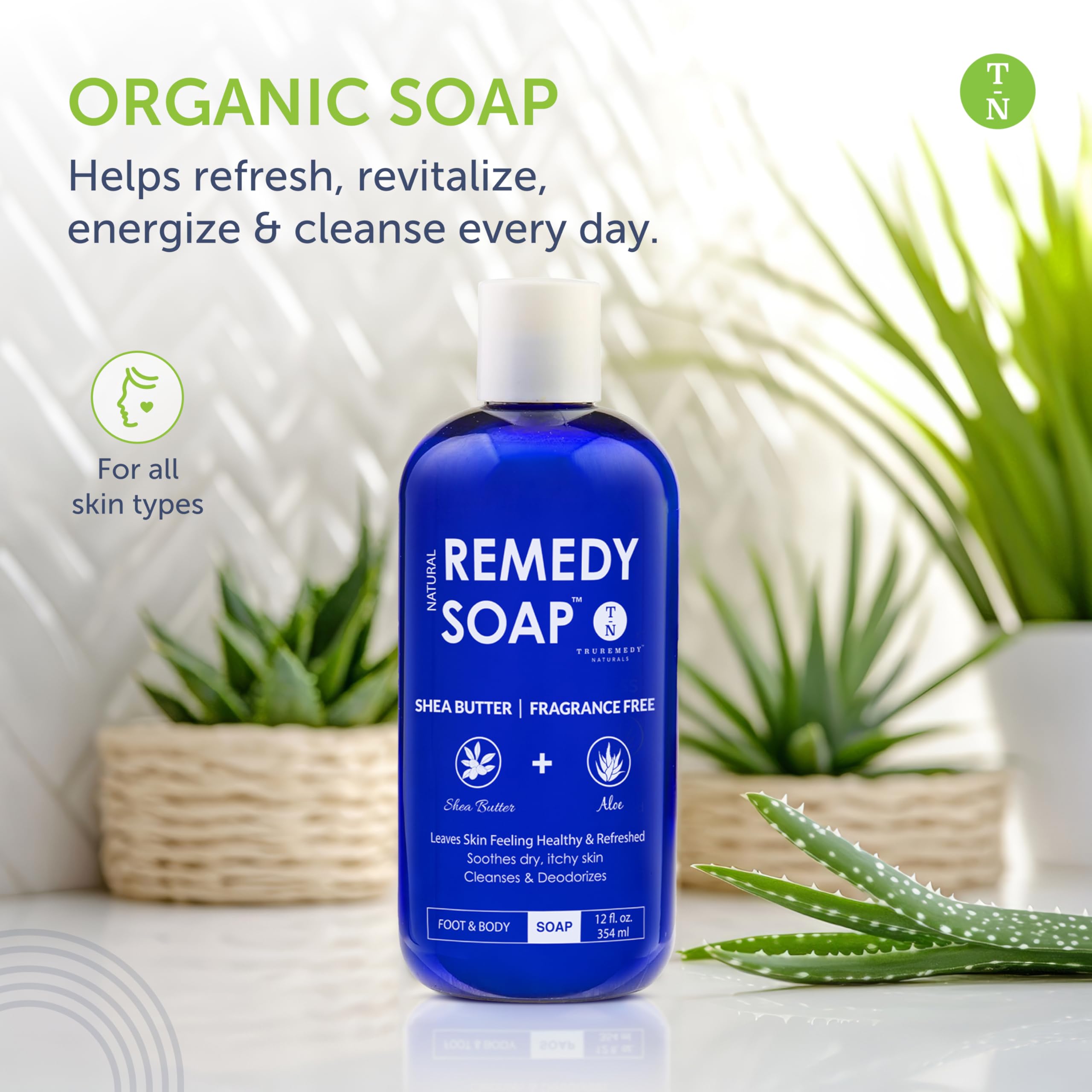 Pouring Truremedy Naturals Shea Butter No Fragrance Body Wash for daily use.