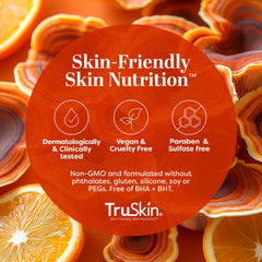 TruSkin BHA bottle with Vitamin C and Turmeric imagery suggesting glow.