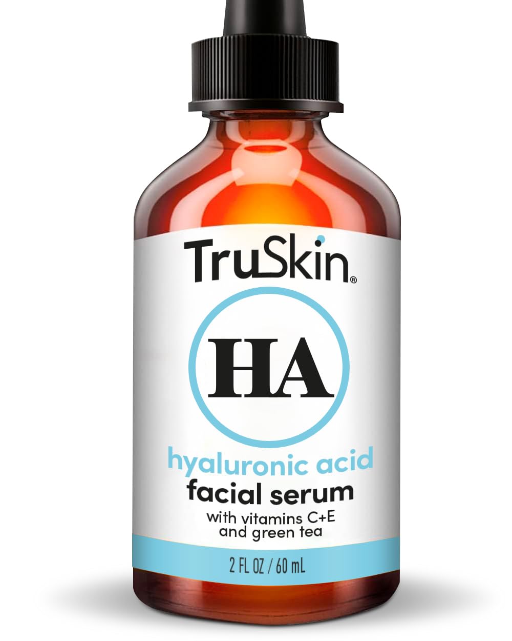 TruSkin Hyaluronic Serum bottle pouring hydration for refreshed skin