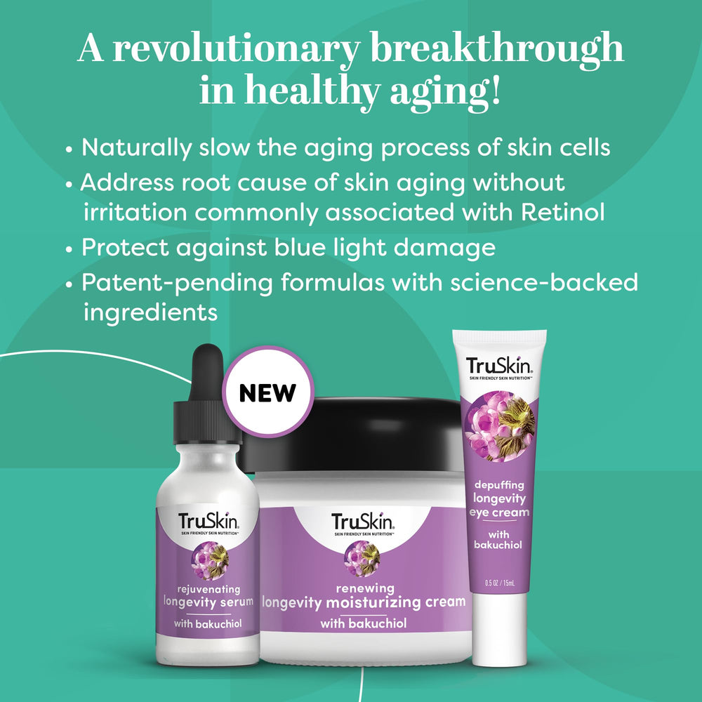 Patting around eye area with TruSkin Longevity Eye Cream