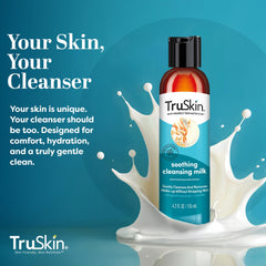 TruSkin oat milk and rice milk ingredients visual highlight soothing nourishment