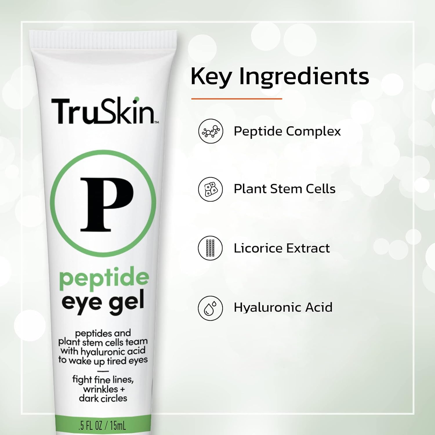 Applying TruSkin Peptide Eye Gel under the eye for smoothing.