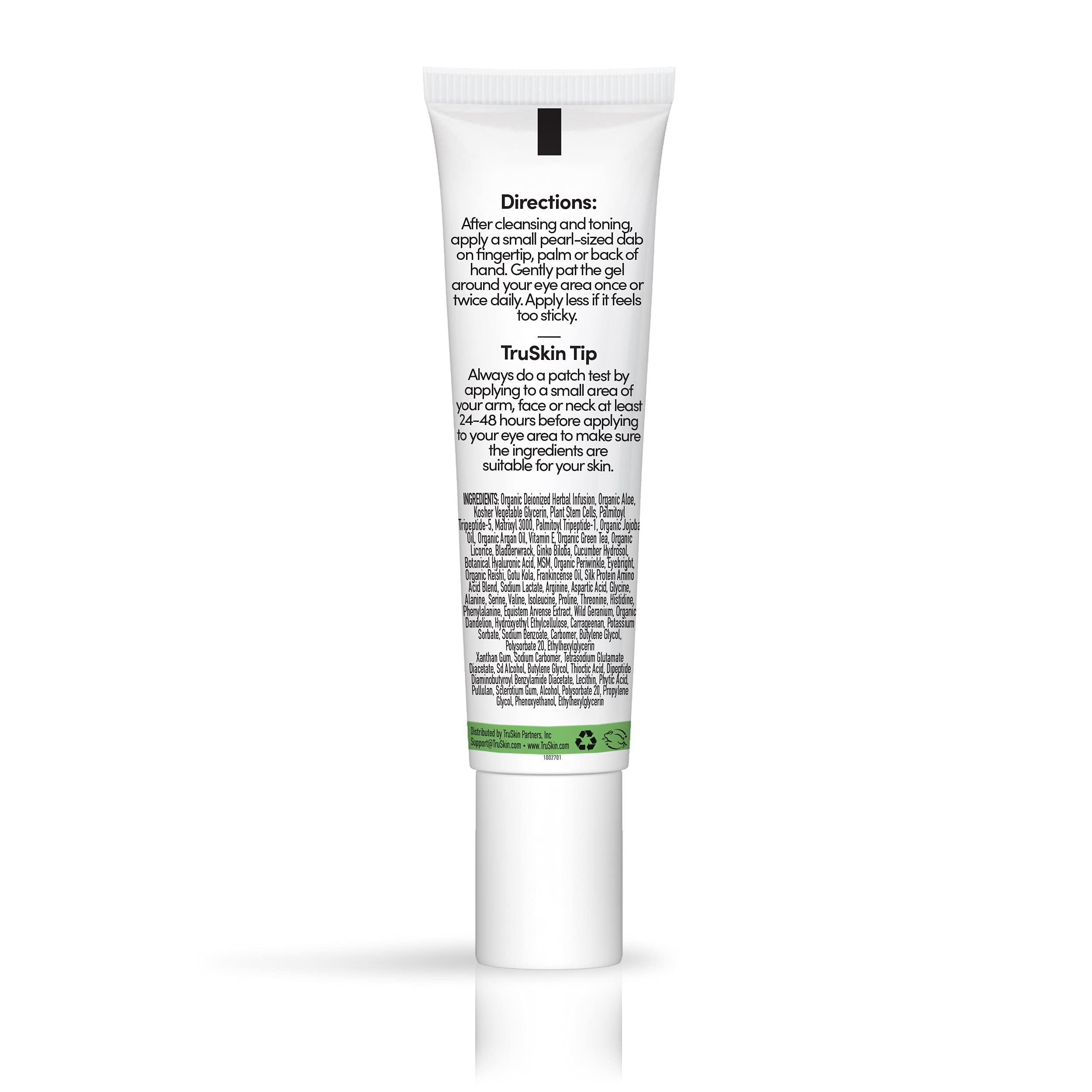 Morning routine shot with TruSkin eye gel for refreshed eyes.