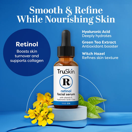 TruSkin Retinol Serum dropper pour for hydration and renewal