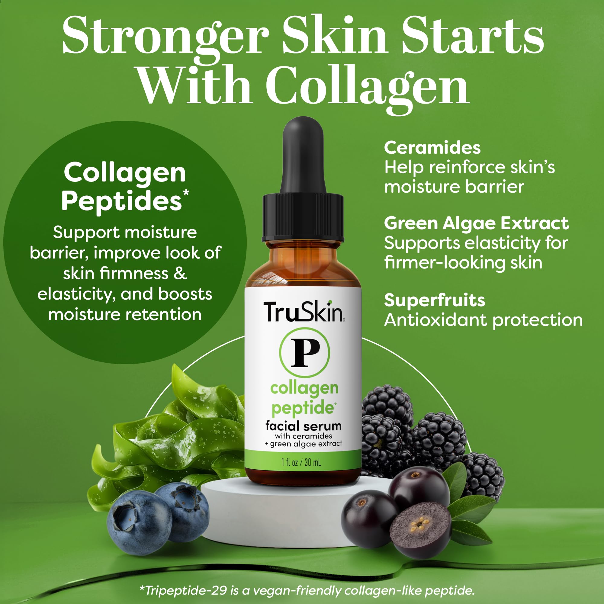 Close-up of TruSkin serum drop applying to clean skin