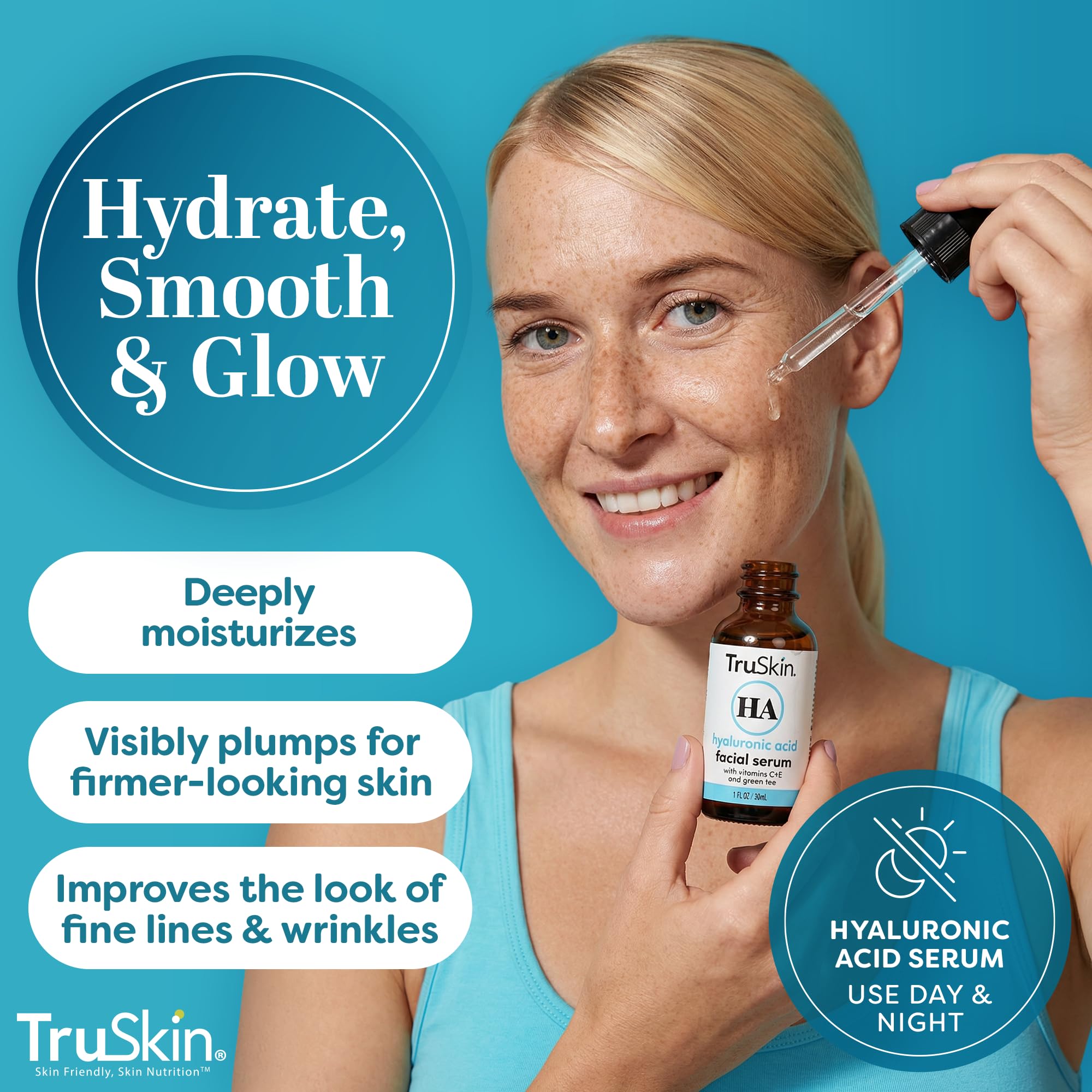 TruSkin serum dispensing pump for easy daily application.