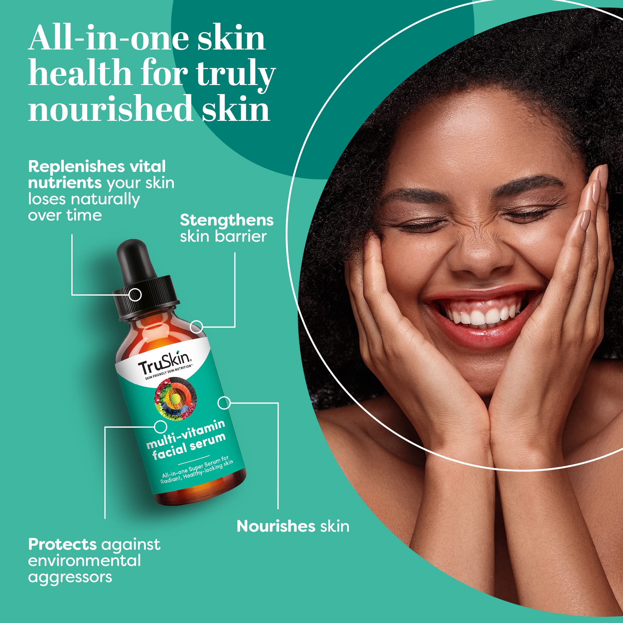 Dropper pours ultralight TruSkin serum for fast absorption