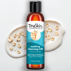TruSkin soothing cleansing milk bottle showing gentle hydration for sensitive skin