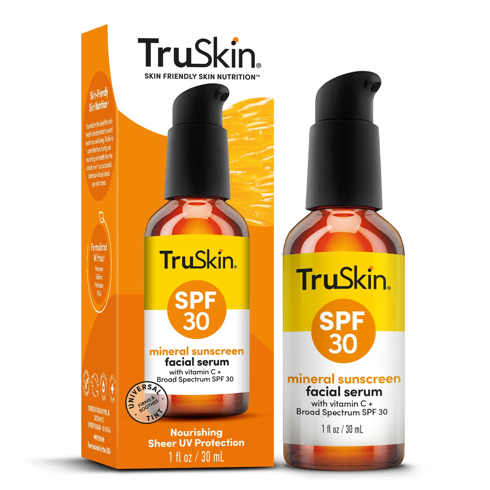 TruSkin Sunscreen Serum cruelty-free and USA-made packaging