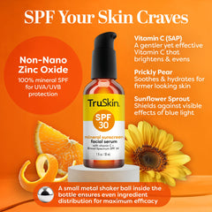TruSkin Sunscreen Serum worn under makeup for a natural, radiant base