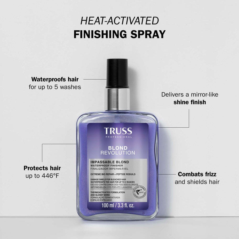 TRUSS Blond Revolution mist dispense delivers quick frizz control on hair.