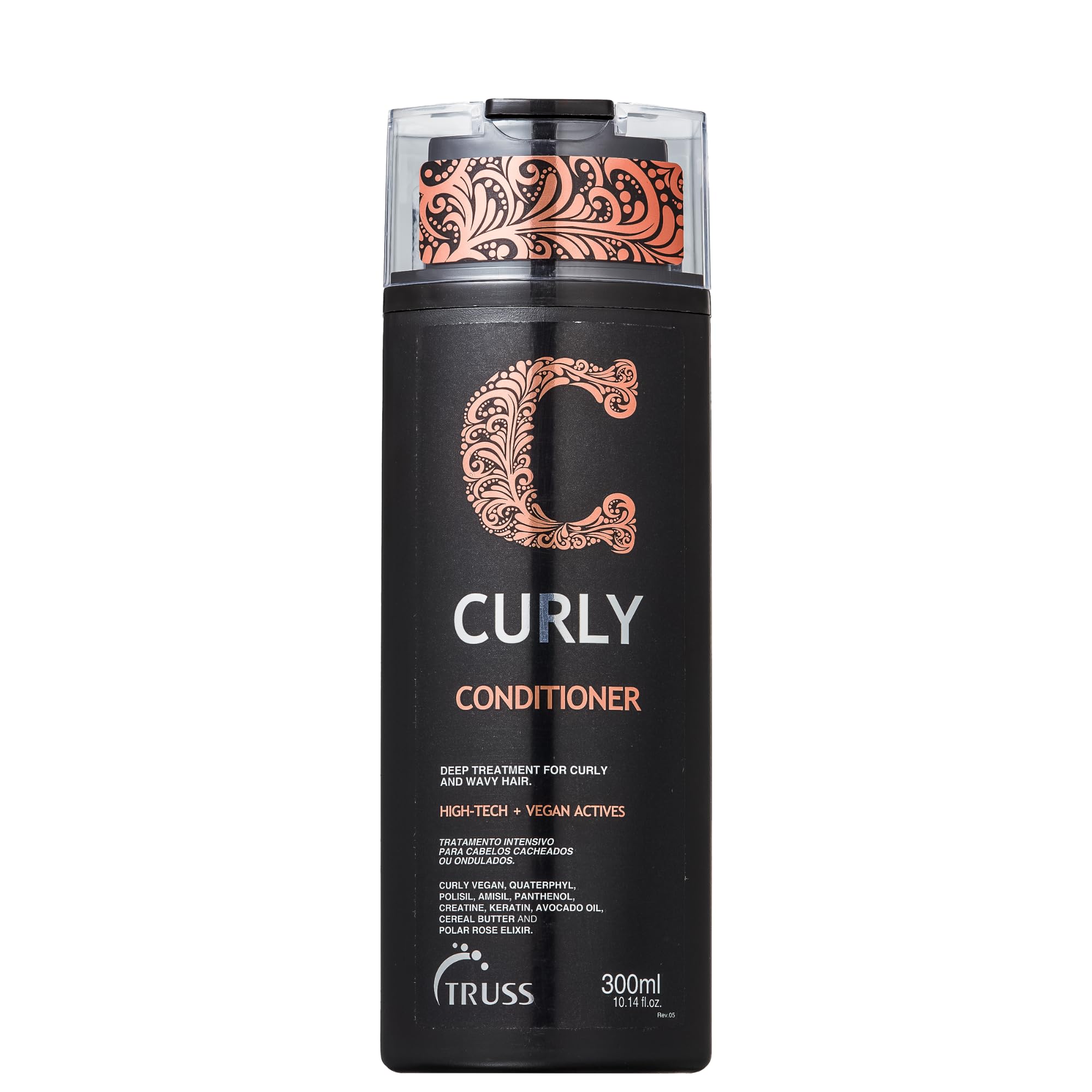 TRUSS Curly Hair Conditioner bottle with pump for easy daily hydration.