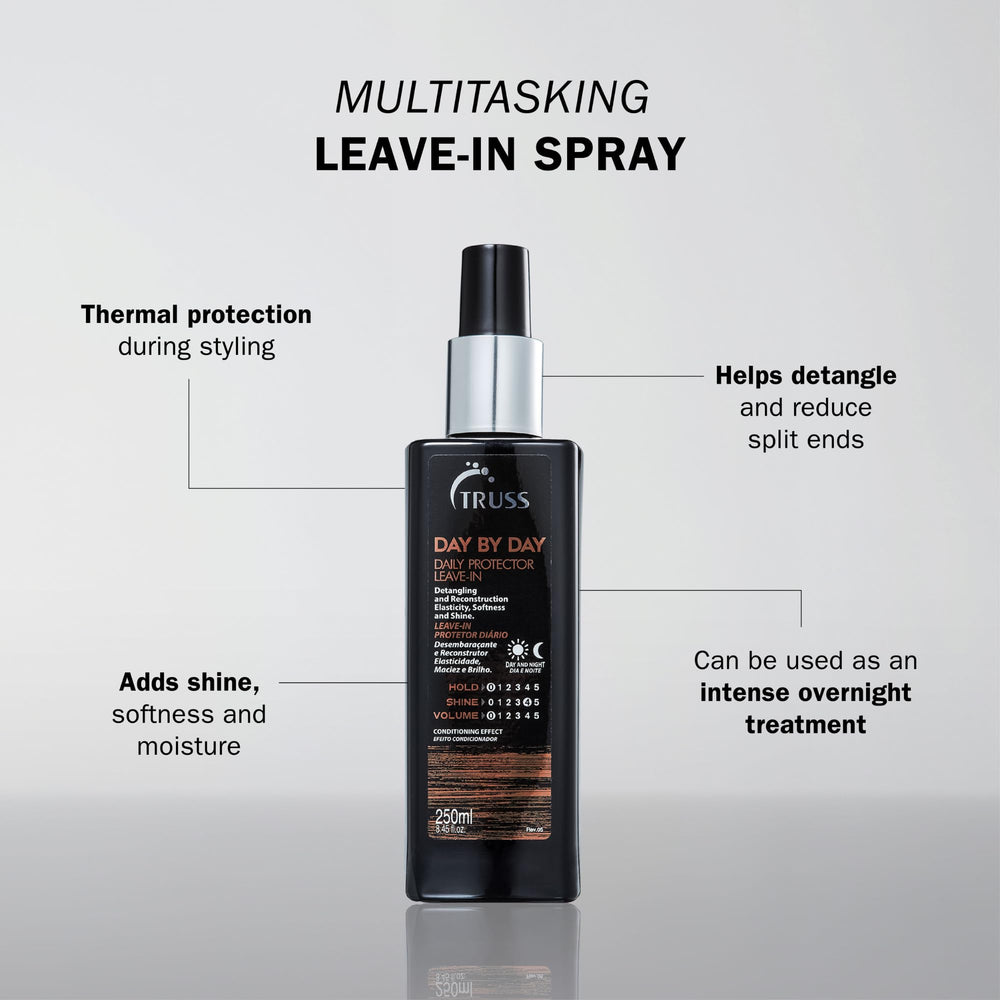 TRUSS Day by Day Leave-In mist on hair offers easy detangling and smooth styling