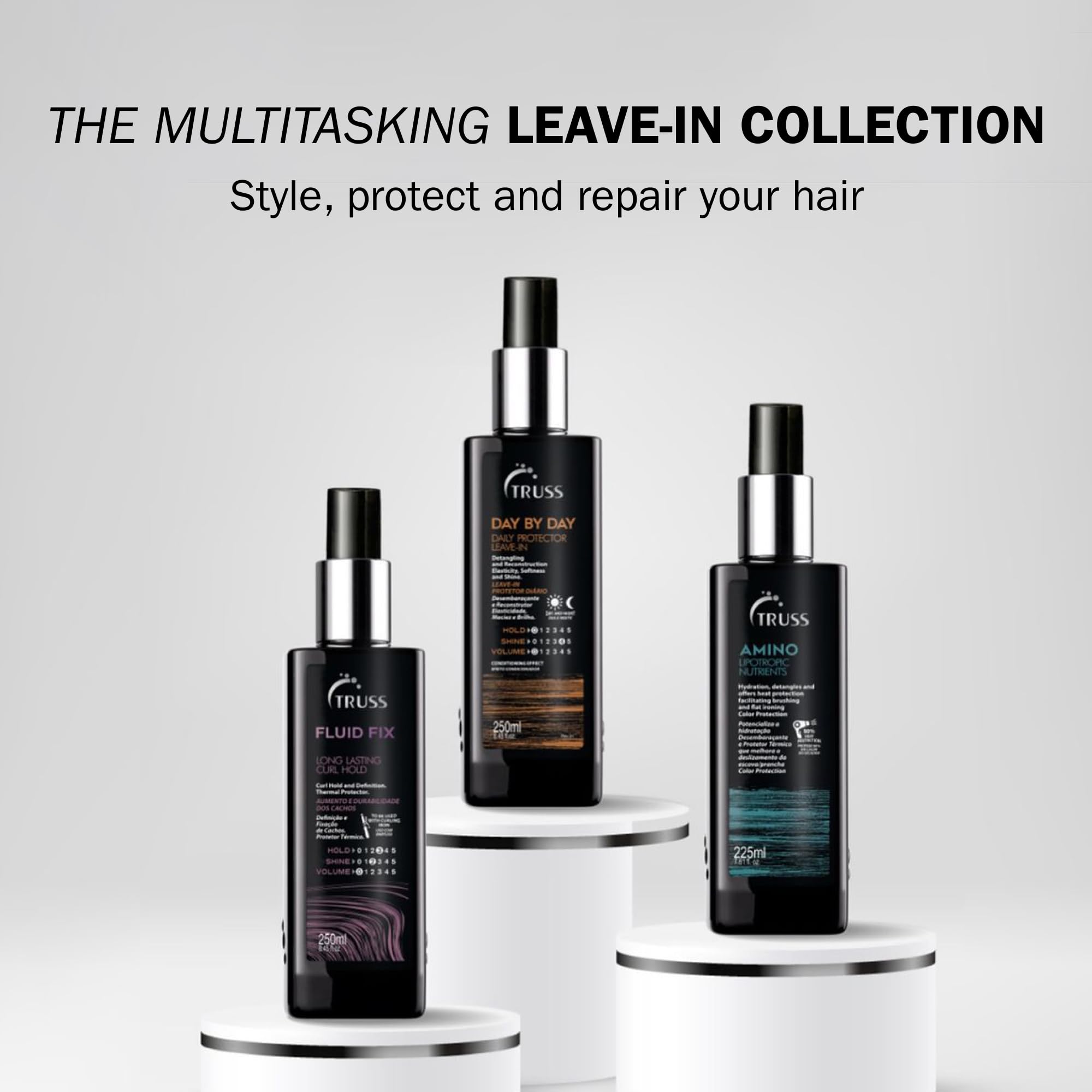 TRUSS Day by Day Leave-In provides a non-greasy feel for hair health
