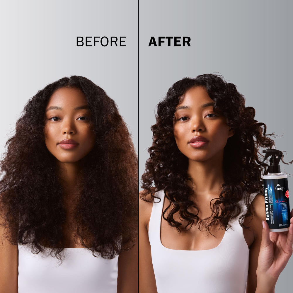 TRUSS Deluxe Prime applied to damp hair with easy detangling demonstrated