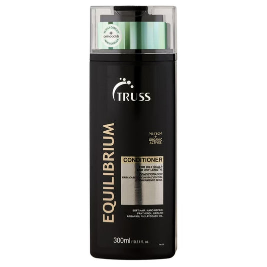 TRUSS Equilibrium conditioner bottle front view showing balanced scalp hydration.