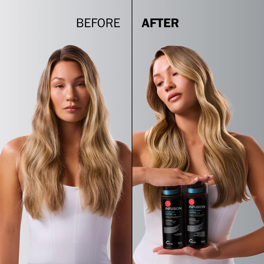 TRUSS Infusion Shampoo lather close-up highlights color-safe cleansing with gentle care