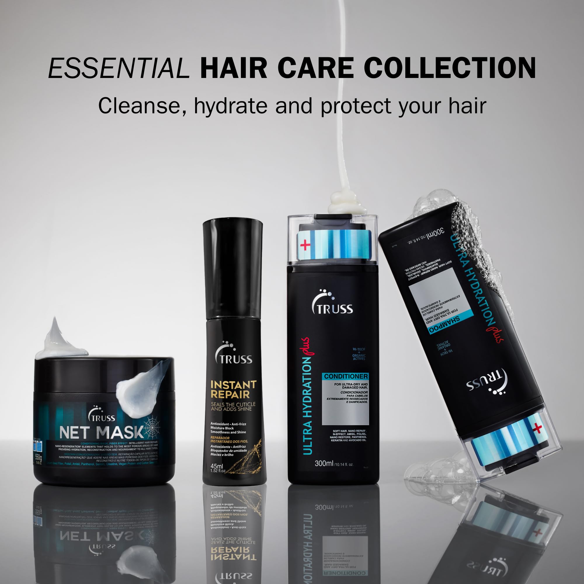 TRUSS Instant Repair Serum for frizz control on busy styling days.
