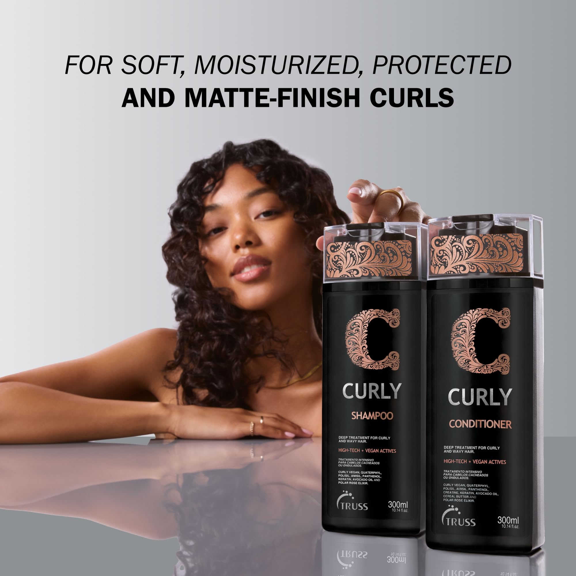TRUSS Leave-in Cream on mid-length hair with matte look