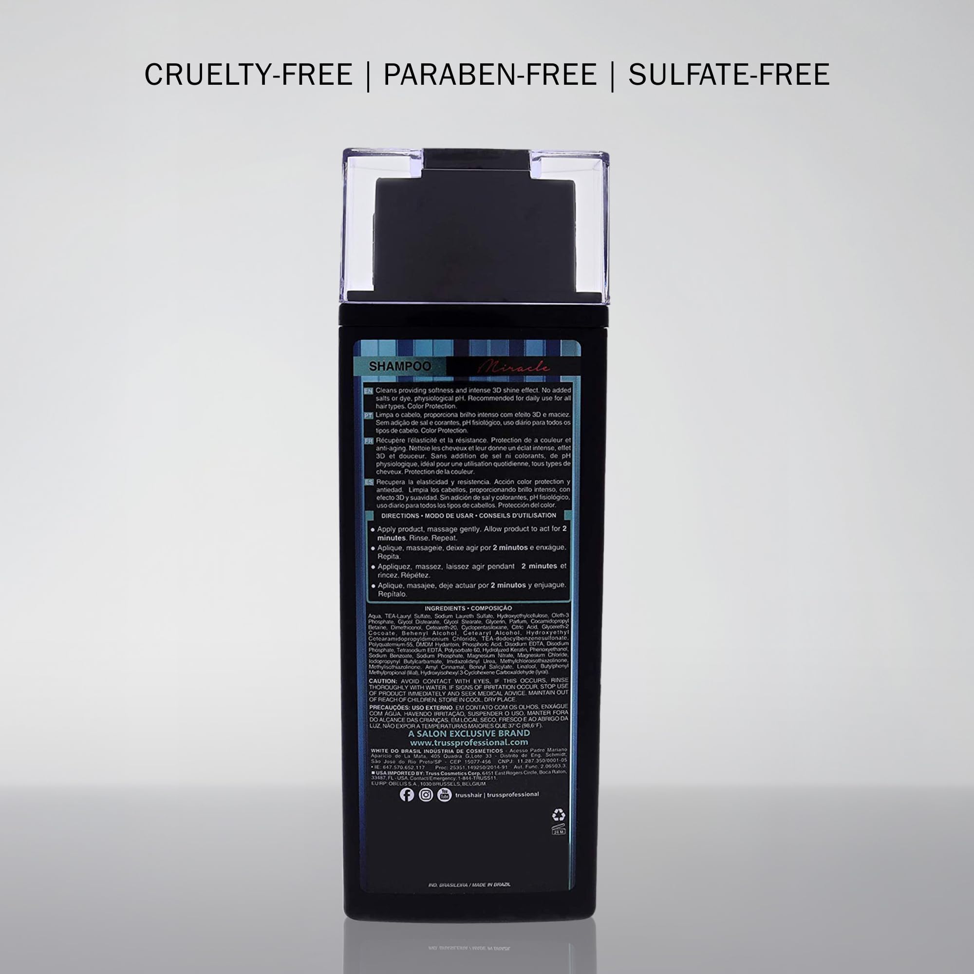Damp hair being massaged with TRUSS Miracle Hair Shampoo