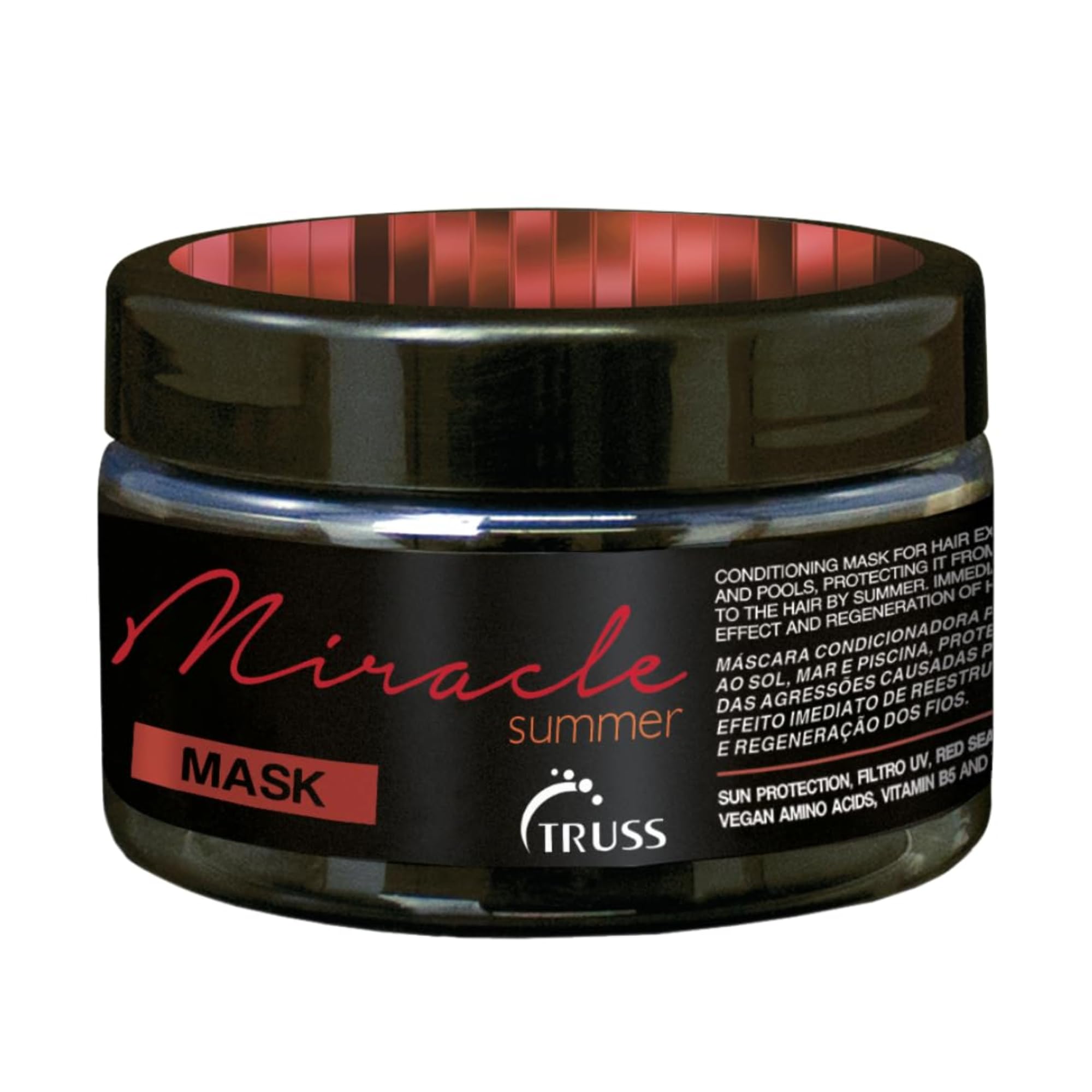 TRUSS Miracle Summer Mask jar showing rich deep conditioning benefit for dry hair