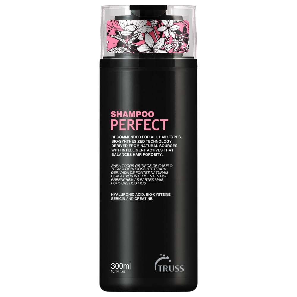 TRUSS Moisturizing Shampoo bottle pour for damaged hair with gentle cleanse and shine.