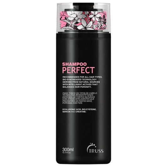 TRUSS Moisturizing Shampoo bottle pour for damaged hair with gentle cleanse and shine.