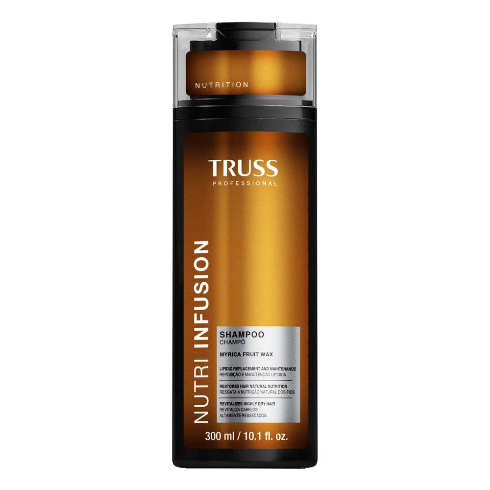 TRUSS Nutri Infusion Shampoo bottle shows premium hydration for damaged hair