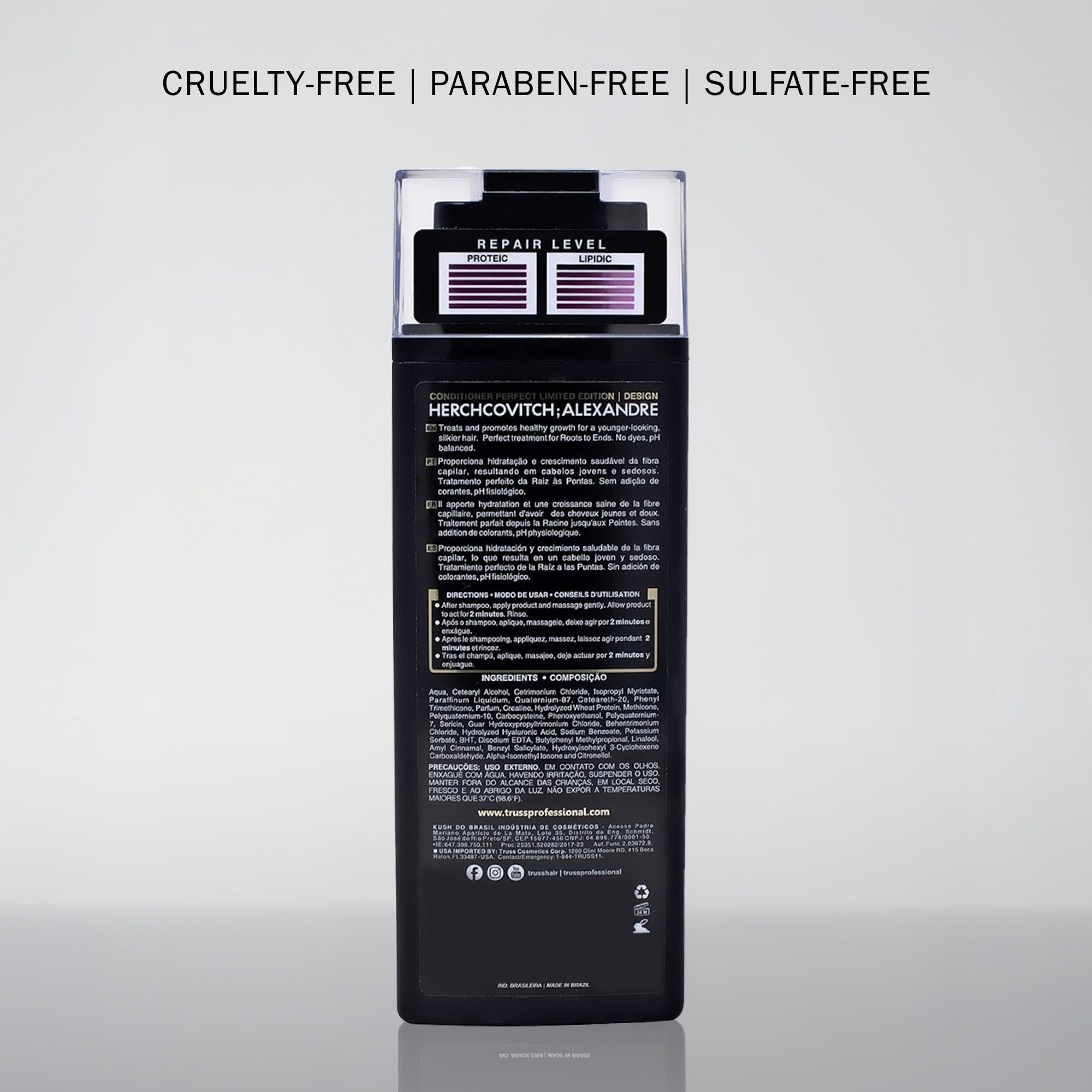 TRUSS Perfect Hair Conditioner ingredients-natural-sources closeup conveys plant-based actives.