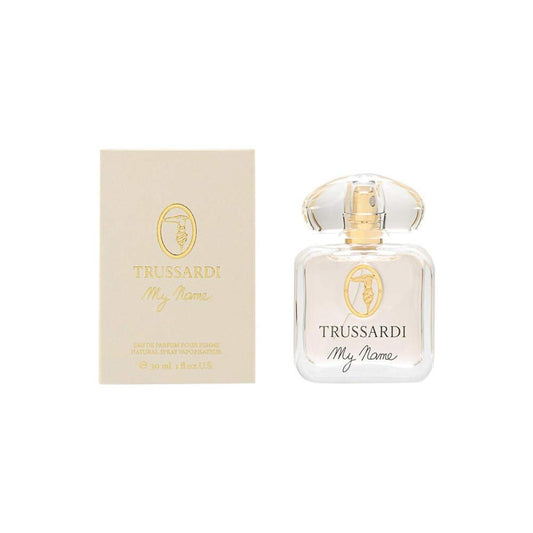 Trussardi My Name EDP bottle in elegant glass, ideal for daily wear and special occasions.